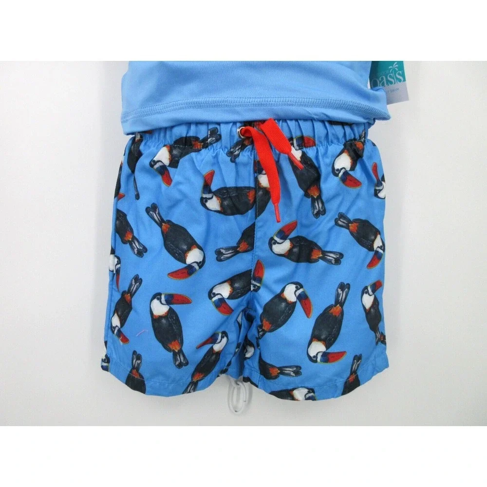UPF 50+ OUTDOOR OASIS SWIM TRUNKS WITH RASH GUARD Infant Boy‎ 18 Mo Blue Parrot